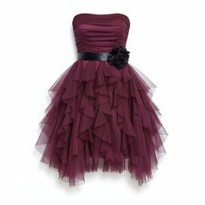 Vintage Deb Women Dress Medium Strapless Whimsigoth Hoco Y2K Fairy Tiered Ruffle